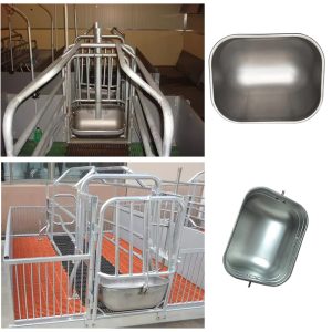 Tempat pakan babi dengan bak pakan dari baja tahan karat